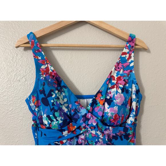 Sol Harbour Swim Blue Floral Tankini Top‎ Size Large - Picture 3 of 5